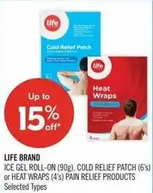 Shoppers Drug Mart Life brand ice gel roll-on cold relief patch heat wraps pain relief products offer
