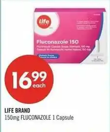 Shoppers Drug Mart Life brand fluconazole 150mg 1 capsule offer