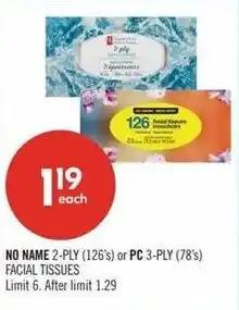 Shoppers Drug Mart No Name 2-ply facial tissues offer
