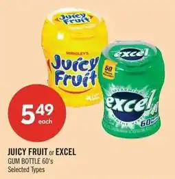 Shoppers Drug Mart Juicy Fruit or Excel Gum Bottle 60's offer