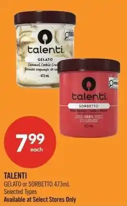 Shoppers Drug Mart Talenti Gelato or Sorbetto offer