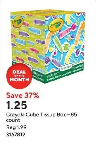 Staples Crayola Cube Tissue Box offer