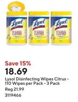 Staples Lysol Disinfecting Wipes Citrus offer