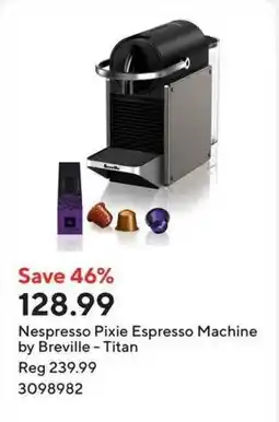 Staples Nespresso Pixie Espresso Machine by Breville - Titan offer