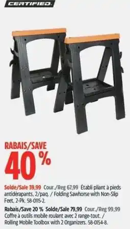 Canadian Tire Folding Sawhorse with Non-Slip Feet offer