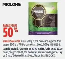 Canadian Tire Prolong all purpose grass seed offer