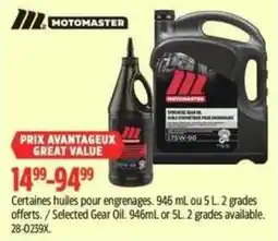 Canadian Tire Motomaster selected gear oil offer