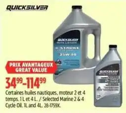 Canadian Tire Quicksilver marine lubricants 4 stroke offer