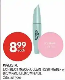 Shoppers Drug Mart Covergirl lash blast mascara, clean fresh powder or brow nano eyebrow pencil offer
