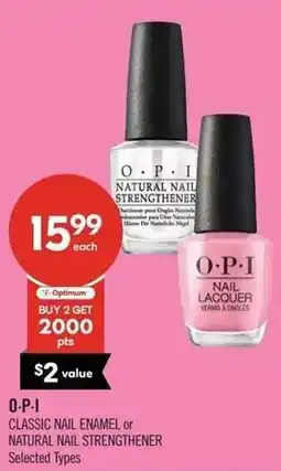 Shoppers Drug Mart O-P-I classic nail enamel or natural nail strengthener offer