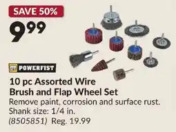Princess Auto Powerfist 10 pc Assorted Wire Brush and Flap Wheel Set offer