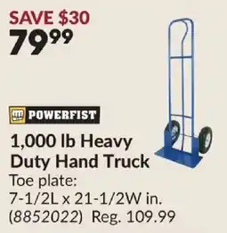 Princess Auto Powerfist 1,000 lb heavy duty hand truck offer