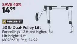 Princess Auto Powerfist 50 lb Dual-Pulley Lift offer