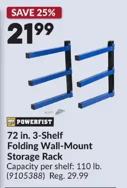 Princess Auto Powerfist 72 in. 3-Shelf Folding Wall-Mount Storage Rack offer