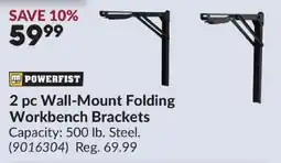 Princess Auto Powerfist wall-mount folding workbench brackets offer