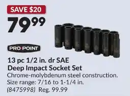 Princess Auto Pro Point 13 pc 1/2 in. dr SAE Deep Impact Socket Set offer