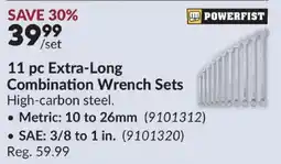Princess Auto Powerfist 11 pc Extra-Long Combination Wrench Sets offer