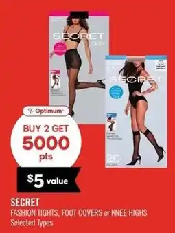 Shoppers Drug Mart Secret fashion tights, foot covers or knee highs offer