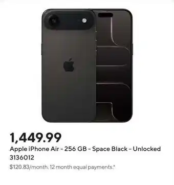Staples Apple iPhone Air - 256 GB - Space Black - Unlocked offer