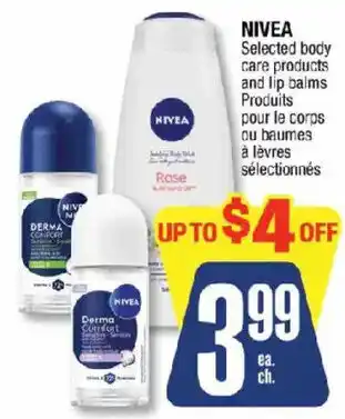 Nivea selected body care products and lip balms