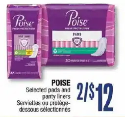 Jean Coutu Poise selected pads and panty liners offer