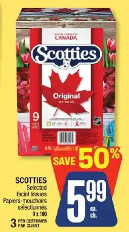 Jean Coutu Scotties selected facial tissues offer