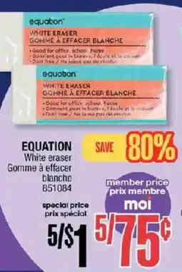 Jean Coutu Equation white eraser offer