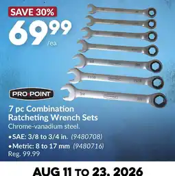 Princess Auto Pro Point 7 pc Combination Ratcheting Wrench Sets offer