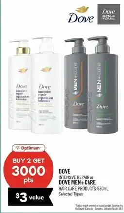 Shoppers Drug Mart Dove intensive repair or dove men+care hair care products offer