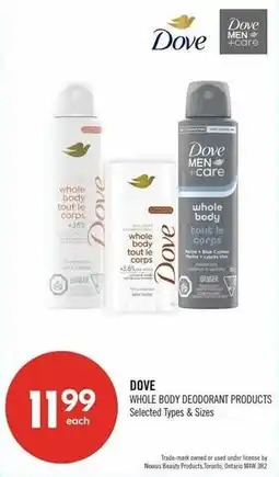 Shoppers Drug Mart Dove whole body deodorant products offer