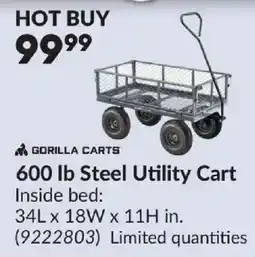 Princess Auto Gorilla Carts 600 lb Steel Utility Cart offer