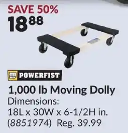 Princess Auto Powerfist 1,000 lb Moving Dolly offer