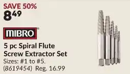 Princess Auto Mibro 5 pc Spiral Flute Screw Extractor Set offer