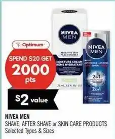 Shoppers Drug Mart Nivea men shave, after shave or skin care products offer