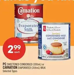 Shoppers Drug Mart pc sweetened condensed milk or carnation evaporated milk offer
