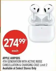 Shoppers Drug Mart Apple AirPods 4th Generation with Active Noise Cancellation & Charging Case offer