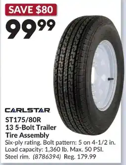 Princess Auto Carlstar st175/80r 13 5-bolt trailer tire assembly offer
