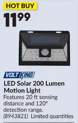 Princess Auto Volt King led solar 200 lumen motion light offer
