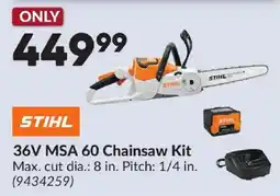 Princess Auto Stihl 36v msa 60 chainsaw kit offer