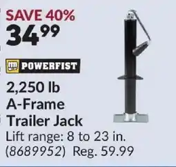 Princess Auto Powerfist a-frame trailer jack offer