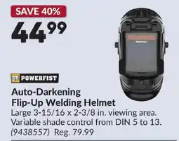 Princess Auto Powerfist auto-darkening flip-up welding helmet offer