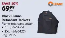 Princess Auto Hobart black flame-retardant jackets offer