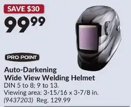 Princess Auto Pro Point auto-darkening wide view welding helmet offer