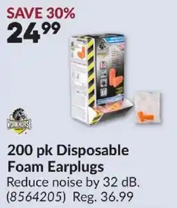 Princess Auto Workhorse 200 pk Disposable Foam Earplugs offer