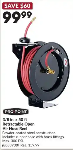 Princess Auto Pro Point retractable open air hose reel offer