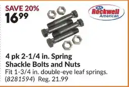 Princess Auto Rockwell American 2-1/4 in. Spring Shackle Bolts and Nuts offer