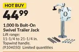 Princess Auto 1,000 lb bolt-on swivel trailer jack offer