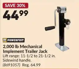 Princess Auto Powerfist 2,000 lb Mechanical Implement Trailer Jack offer