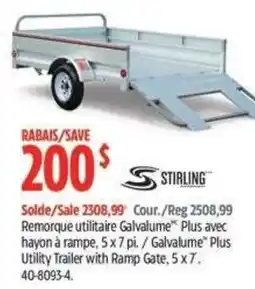 Canadian Tire Stirling utility trailer with ramp gate offer
