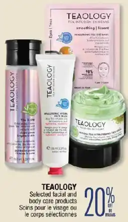 Jean Coutu Teaology selected facial and body care products offer